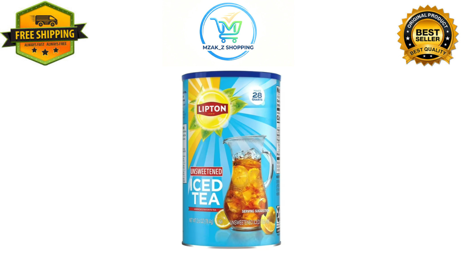 Lipton Unsweetened Instant Iced Tea Mix, Makes 28 Quarts (2.76 oz Canister).
