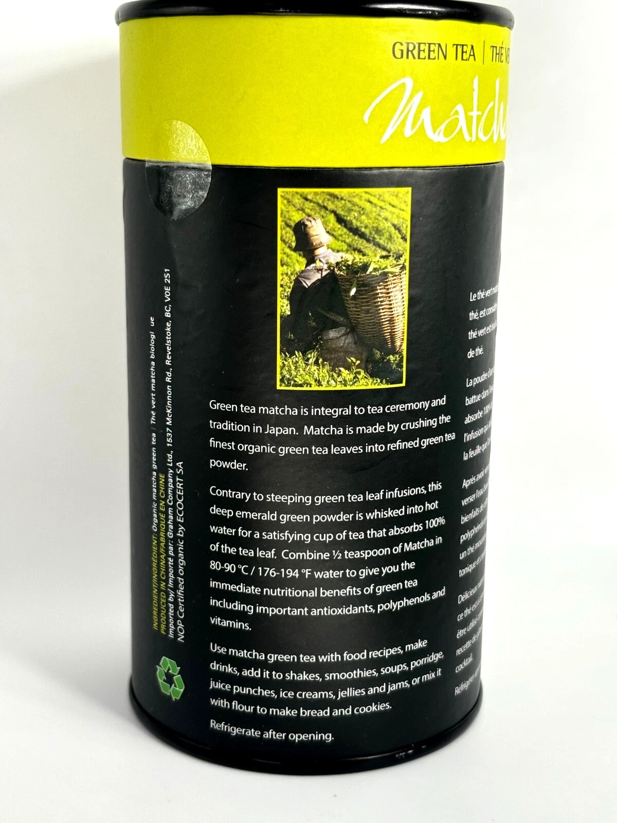 Touch Organic: Matcha Green Tea the Vert powder, 50g/1.76oz, China Exp. 06/2027