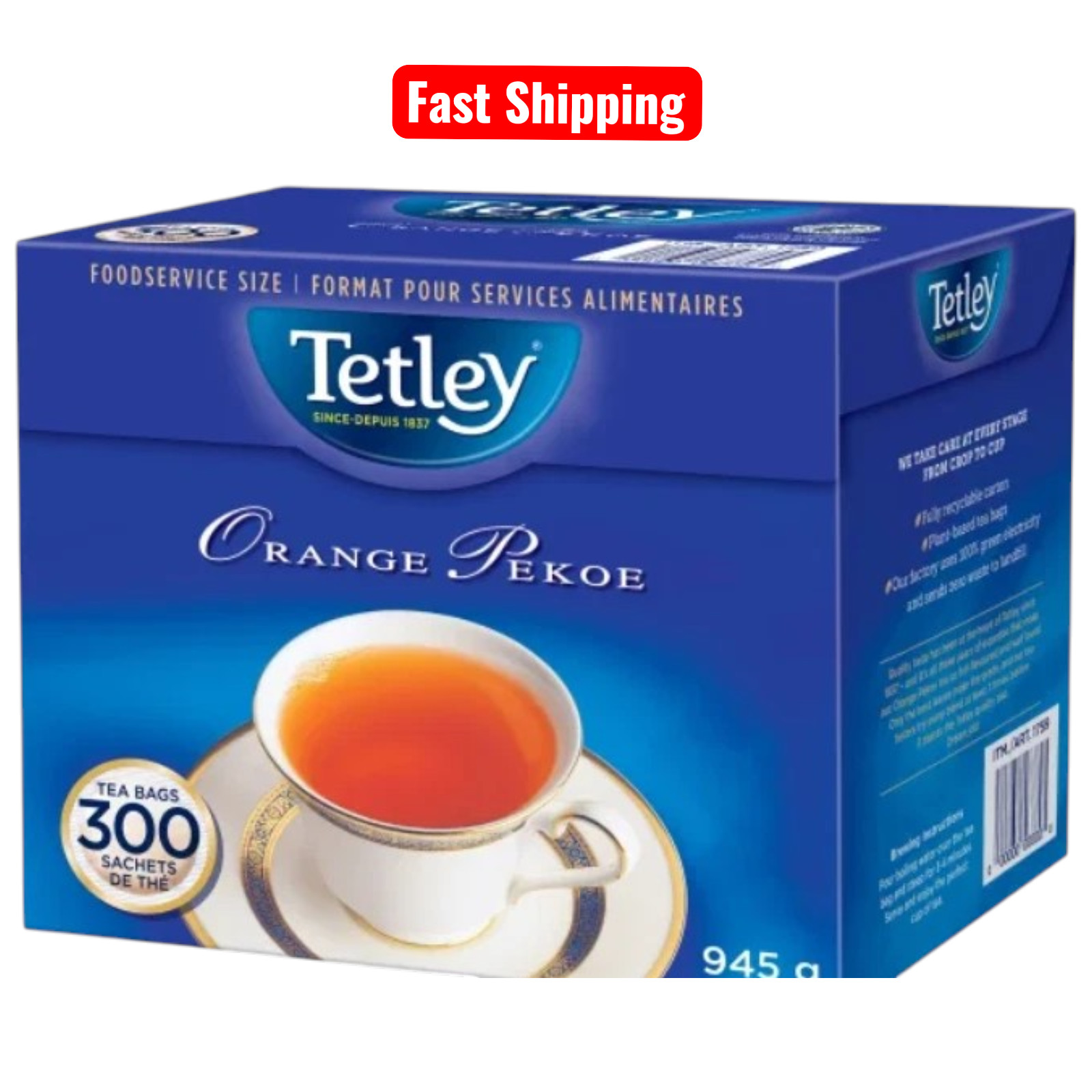 Tetley Orange Pekoe Black Tea – 300 Bagged Tea Box 945g New Sealed