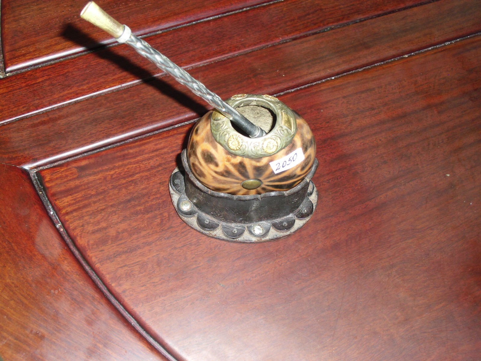 Mate Gourd Yerba Galleta base cuero Bombilla used Argentina Uruguay Brazil usado