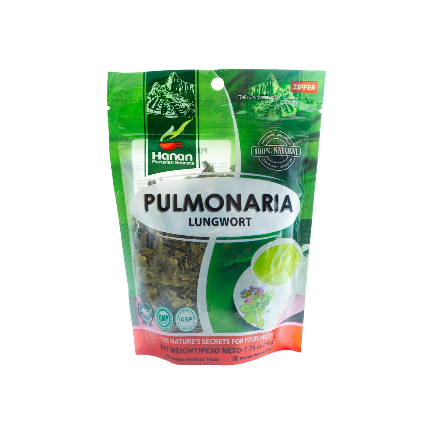 Hanan Peruvian Secrets Pulmonaria Herbal Tea | 100% Natural Lungwort | 1.76oz /