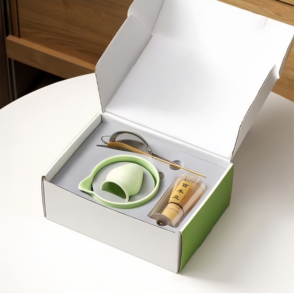 Matcha Set, 5 Pcs Japanese Matcha Whisk Set – 16oz Bowl with Spout, Bamboo Scoop