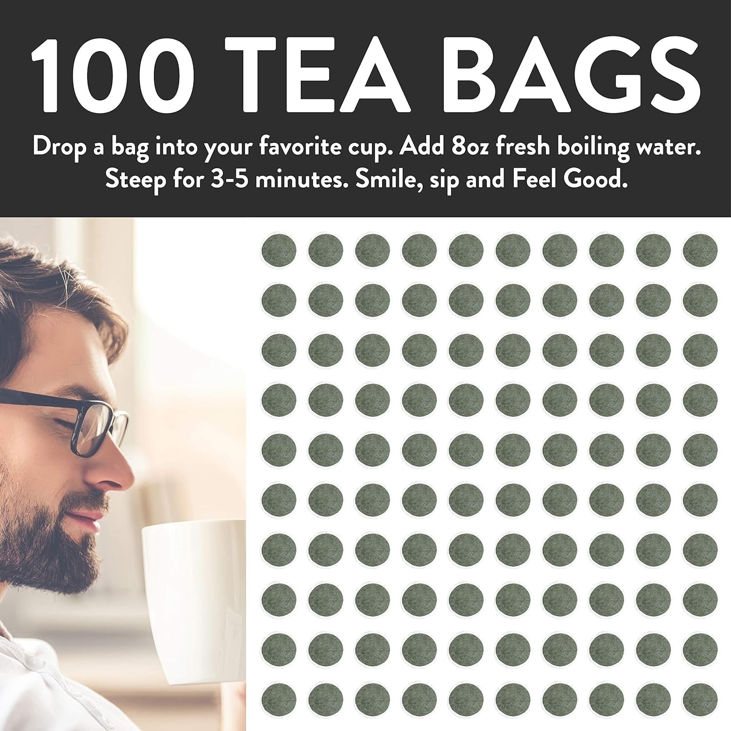Organic Moringa Tea Bags, 100 Count for Immune Support and Detox Benefits