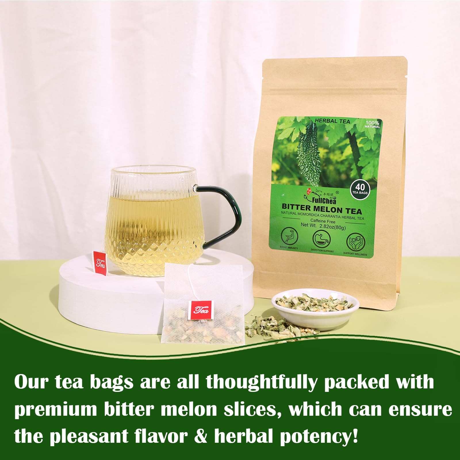 FullChea – Bitter Melon Tea, 2g X 40 Count – Premium 40 (Pack of 1)