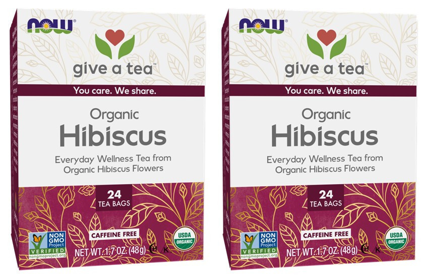 NOW Hibiscus Tea Organic – 24 Tea Bags, (2 Packs = 48 Tea Bags), 11/2026