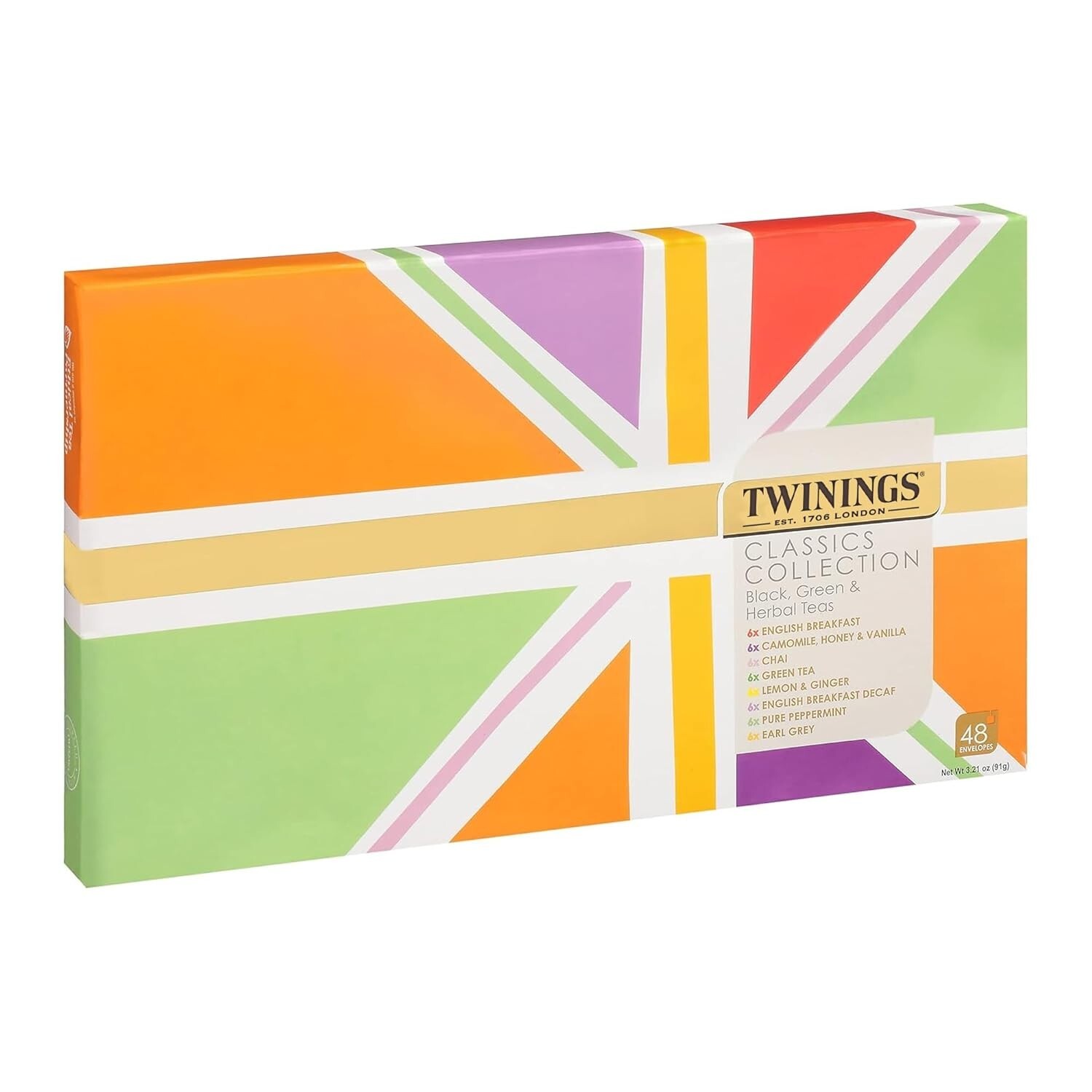 Gourmet 48 Count Tea Sampler Gift Box – Includes Chai, Green & Herbal Teas