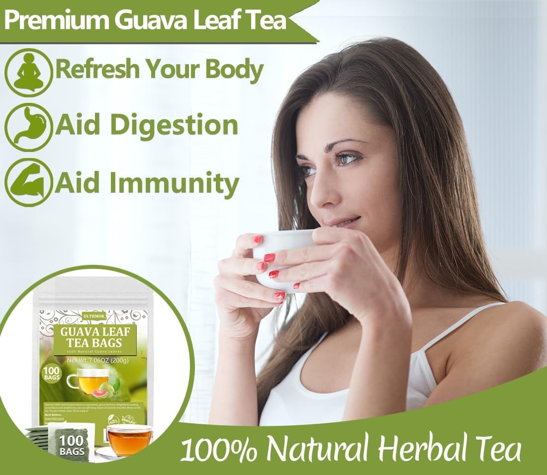 Nourishing Guava Leaf Tea Bags – 100% Natural & Antioxidant-Rich (100 Count)