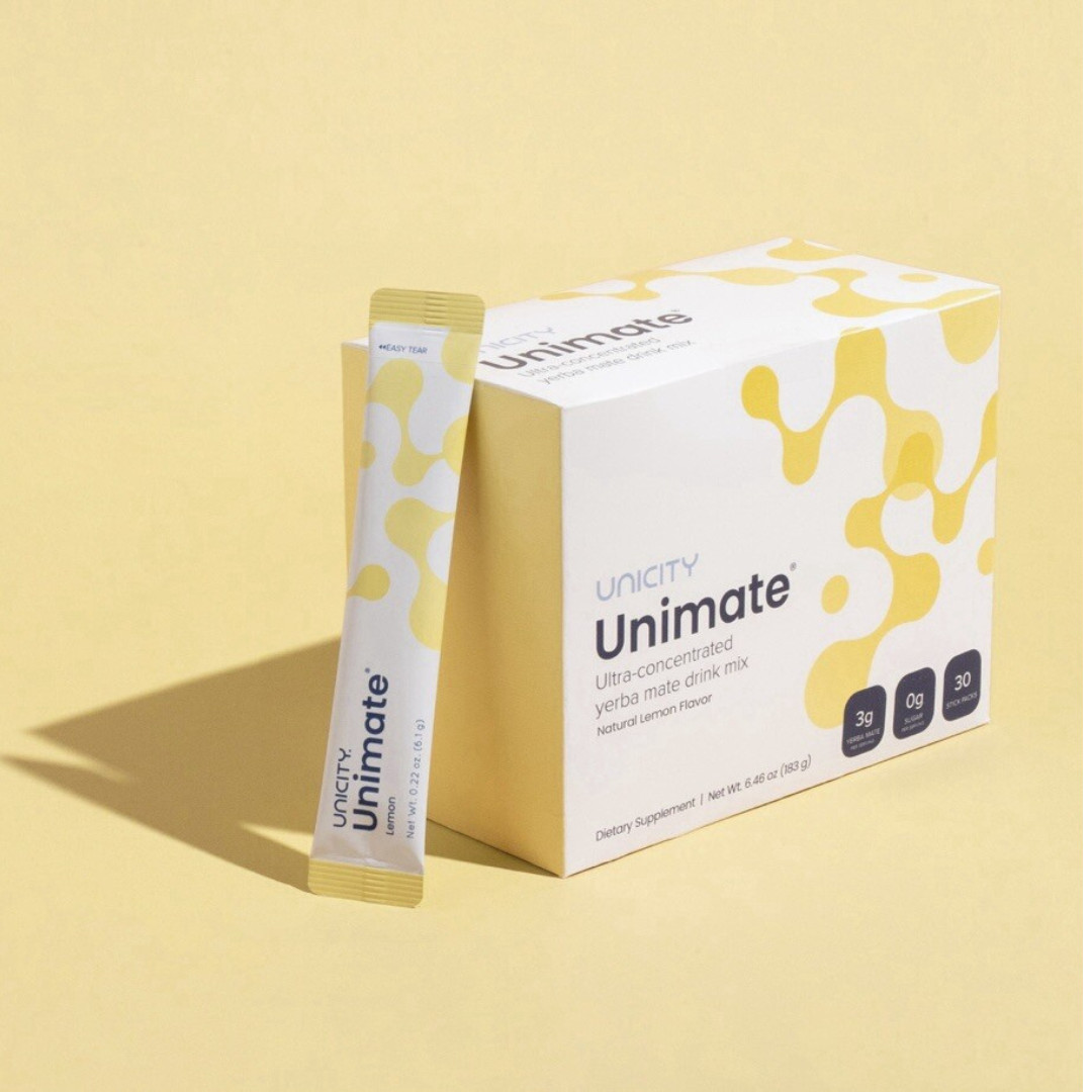 Unicity Unimate Lemon Flavor 30 Sachets Yerba Mate Drink Mix New Sealed Box