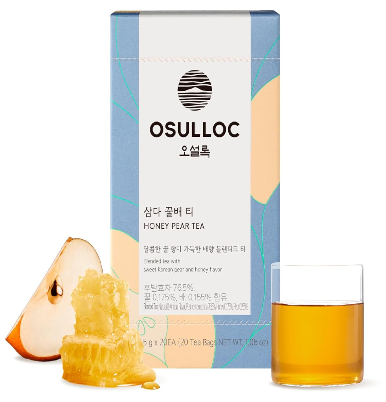 OSULLOC Honey Pear Tea (Sweet Pear & Honey Flavor), Fruit tea Blend, Premium Tea
