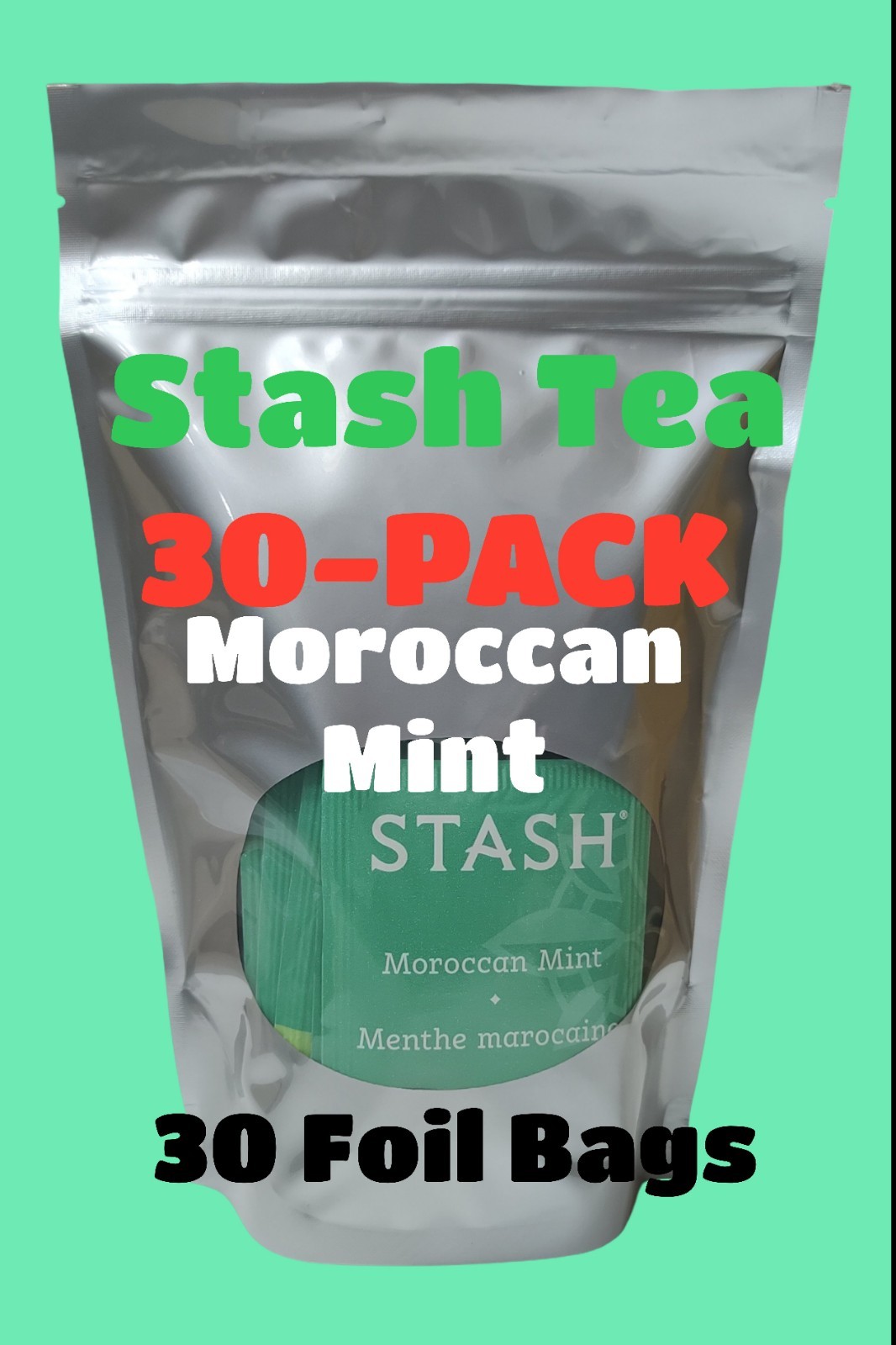 2 PACK MOROCCAN MINT TEA 30 Bags Non-GMO Kosher CAFFEINE FREE STASH