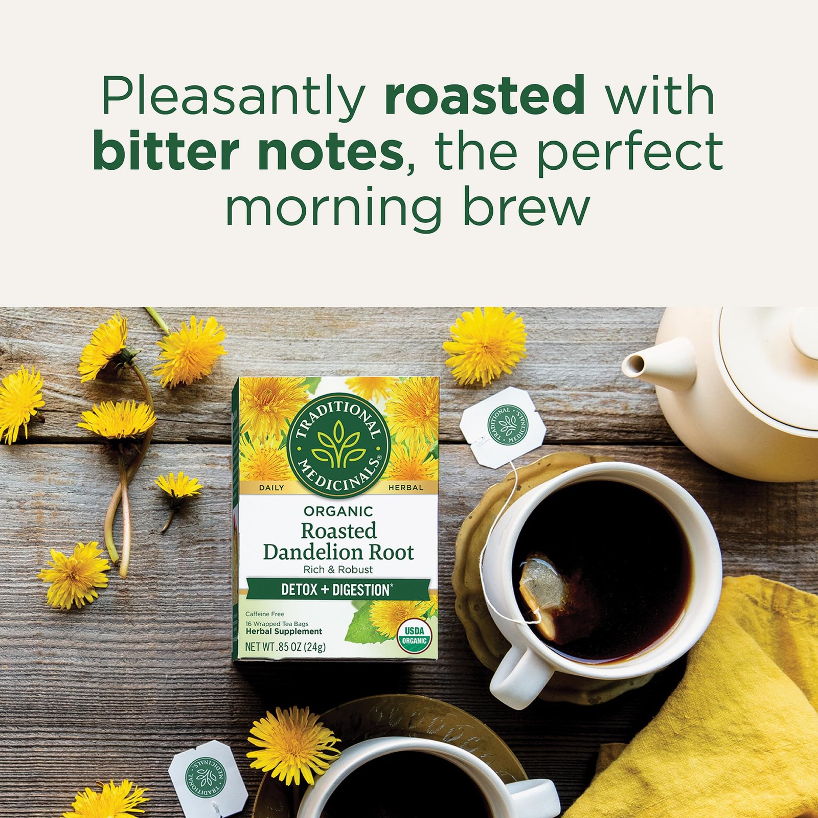 Traditional Medicinals Organic, Roasted, Dandelion Root 16 Count (Pack of 1)