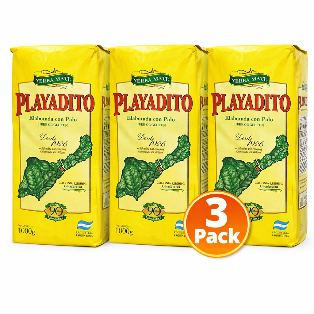 Playadito Yerba Mate 1kg 3 Pack | Traditional Argentine Mate | USA Seller