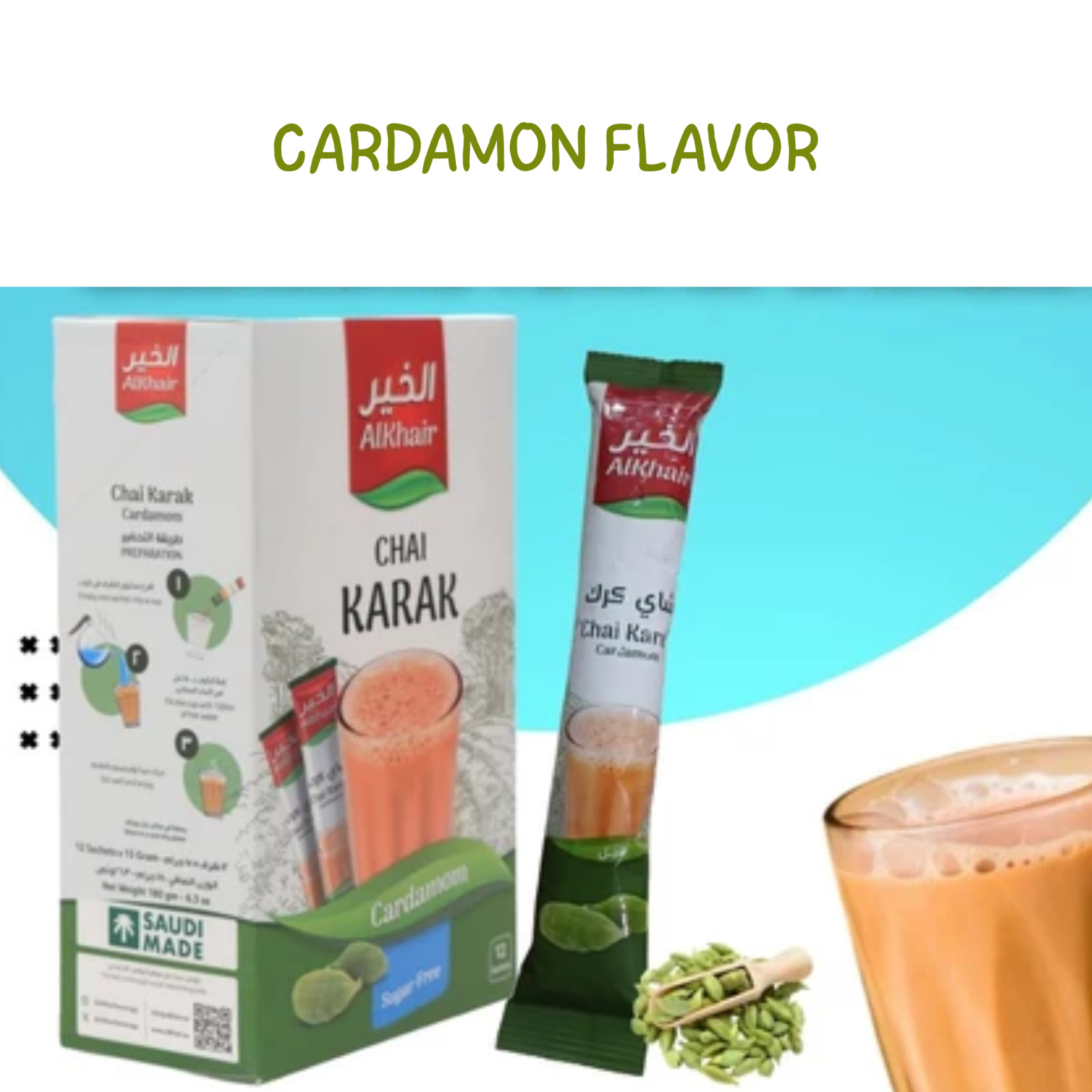 Alkhair Chai Karak Tea 12 Sachets – Arabian Spiced Milk Tea Mix