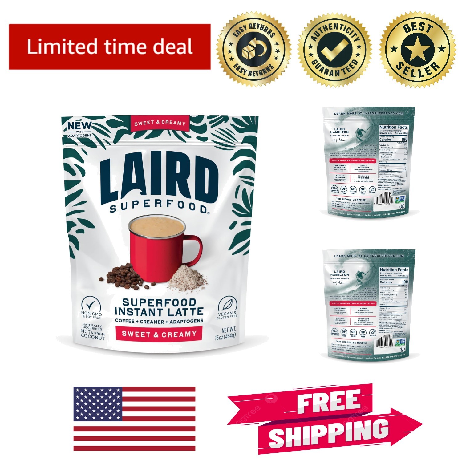 Sweet & Creamy Instant Latte – Non-Dairy Superfood Creamer, 16oz Delight