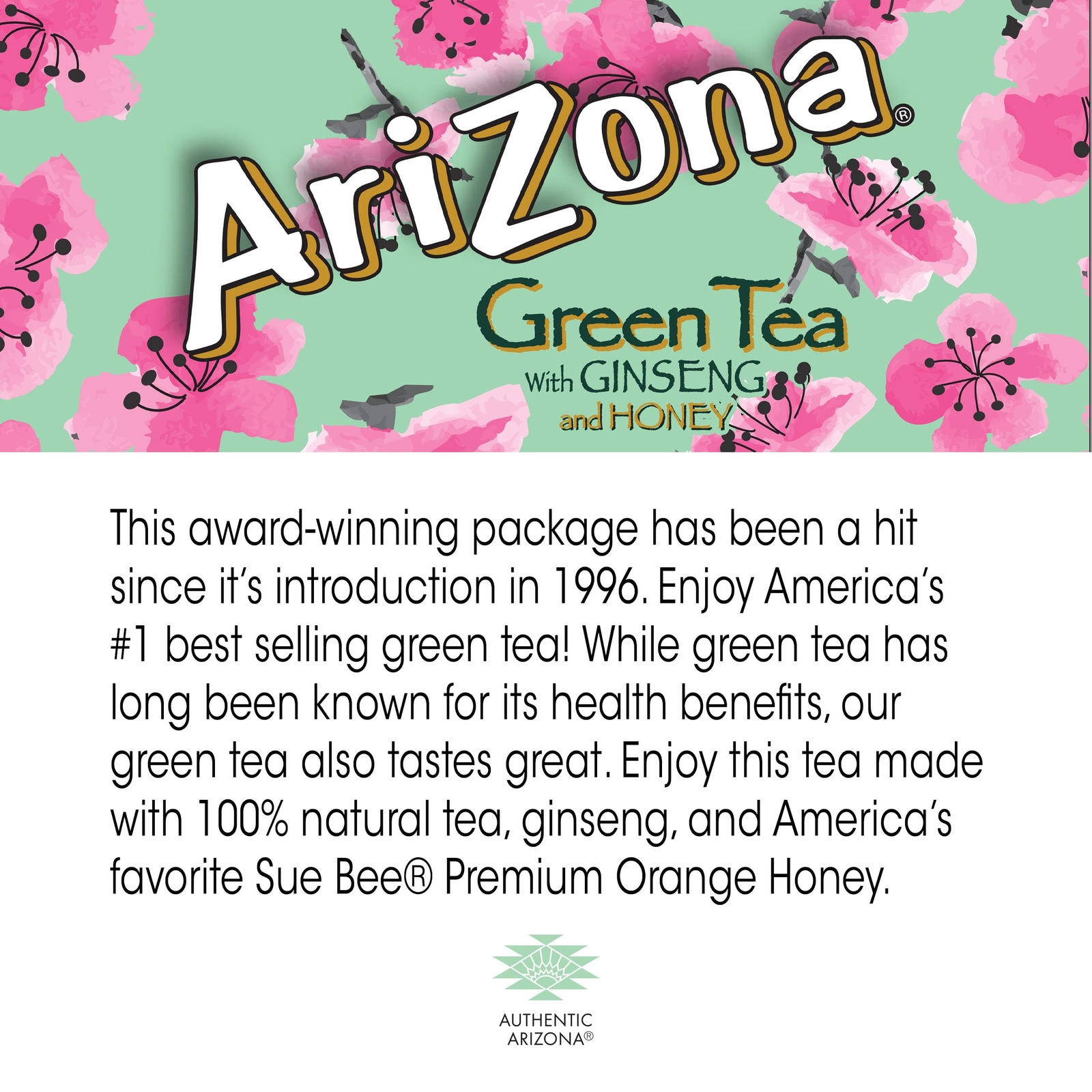 Arizona Green Tea 22 Fl Oz Pack of 12 Real Brewed Ginseng Honey Drink