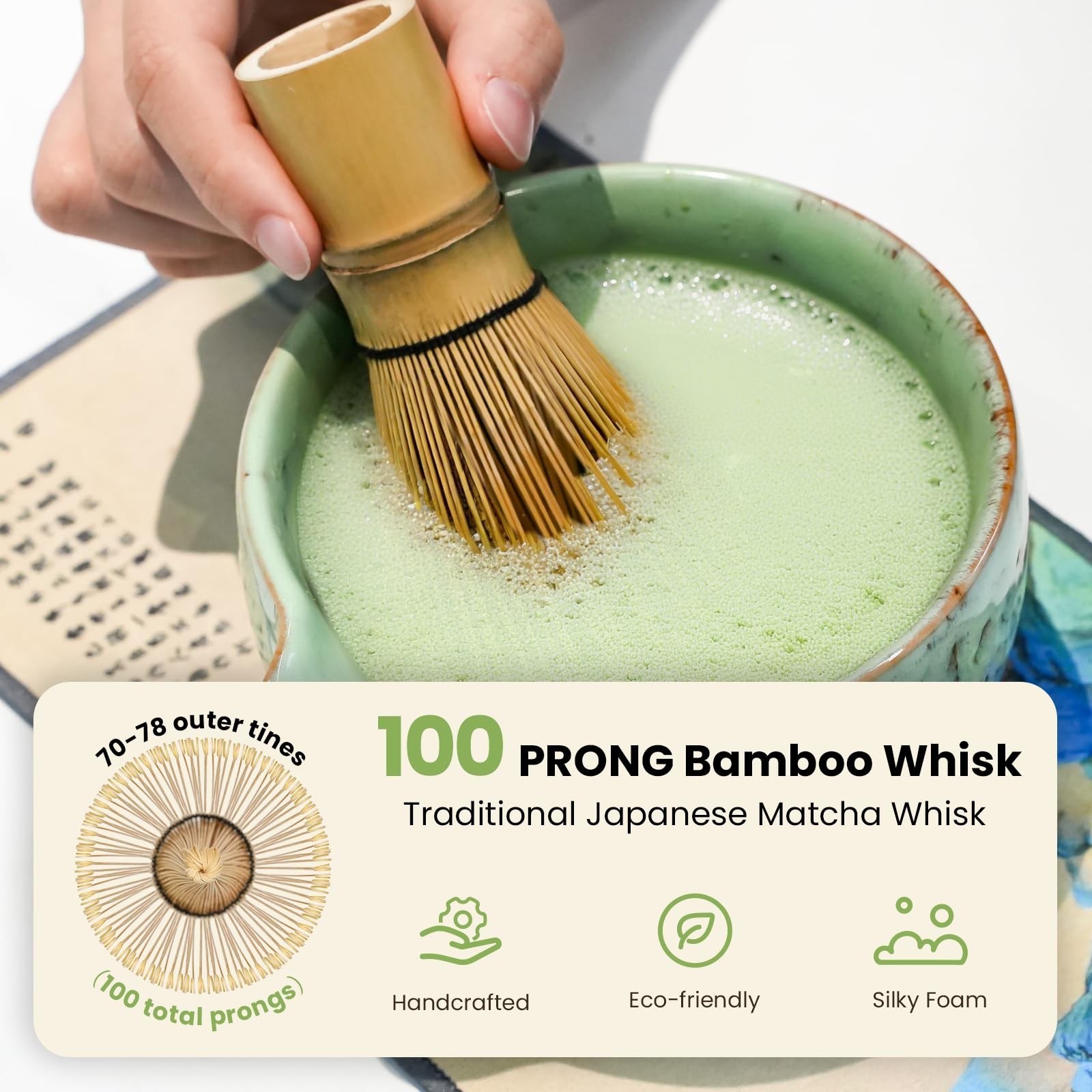 Matcha Whisk Set, Matcha Kit 8 Pcs Includes Bowl, Whisk, Holder, Scoop, Sifte…