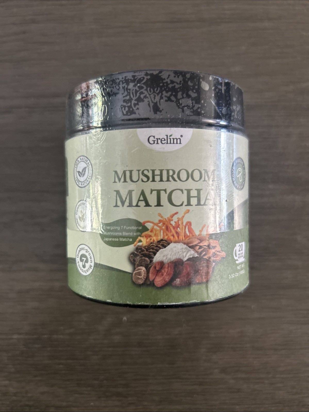 Grelim Mushroom Matcha Infused With 7 Superfood Mushrooms, MCT Oil, Coconut Milk