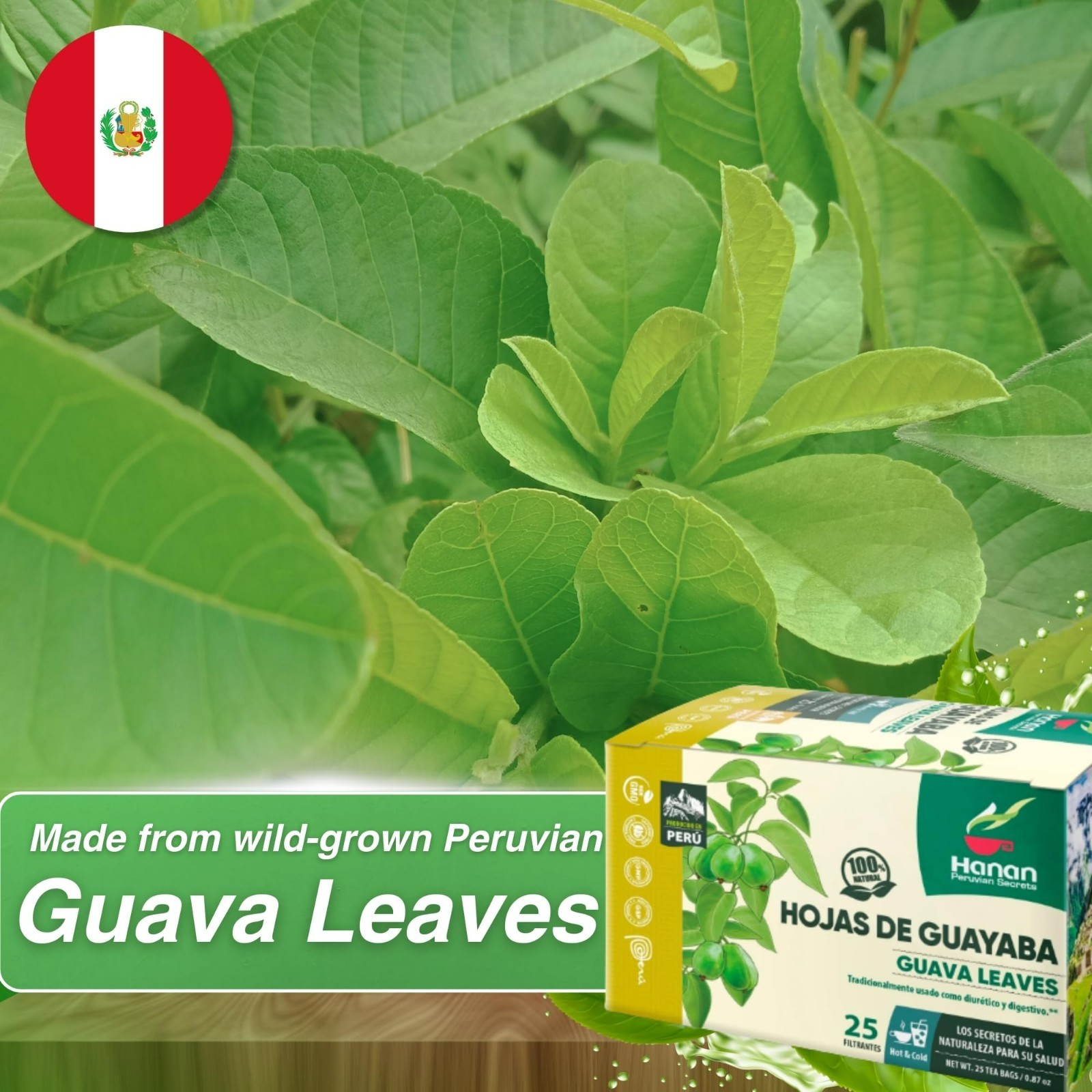 Hanan Peruvian Secrets Hojas De Guayaba Herbal Tea | 100% Natural Guava Leaves