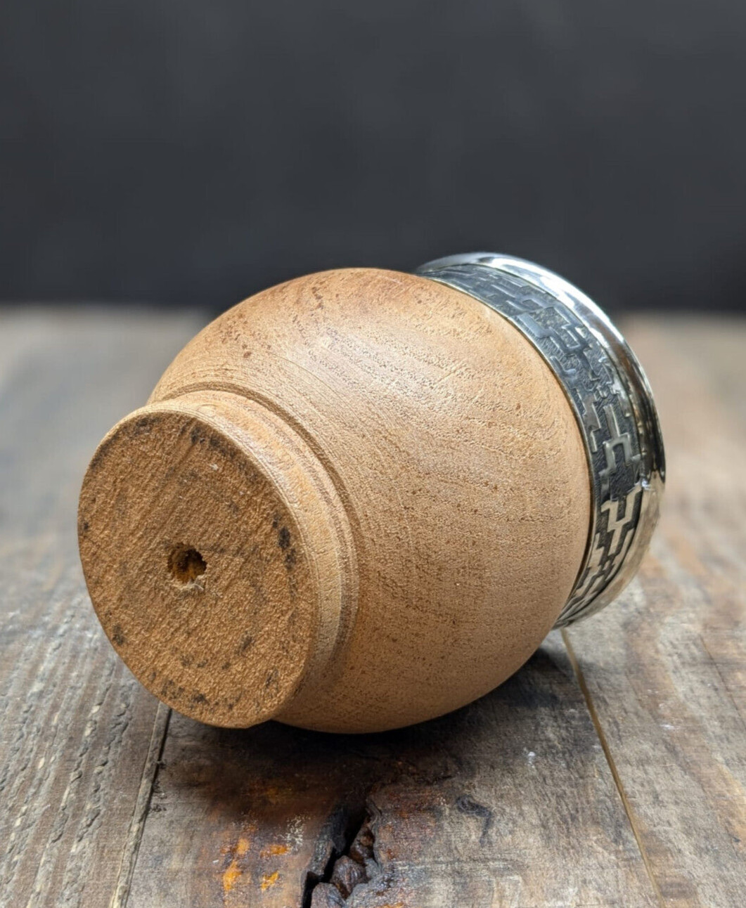 Argentinean wooden (Algarrobo) Mate with metal details