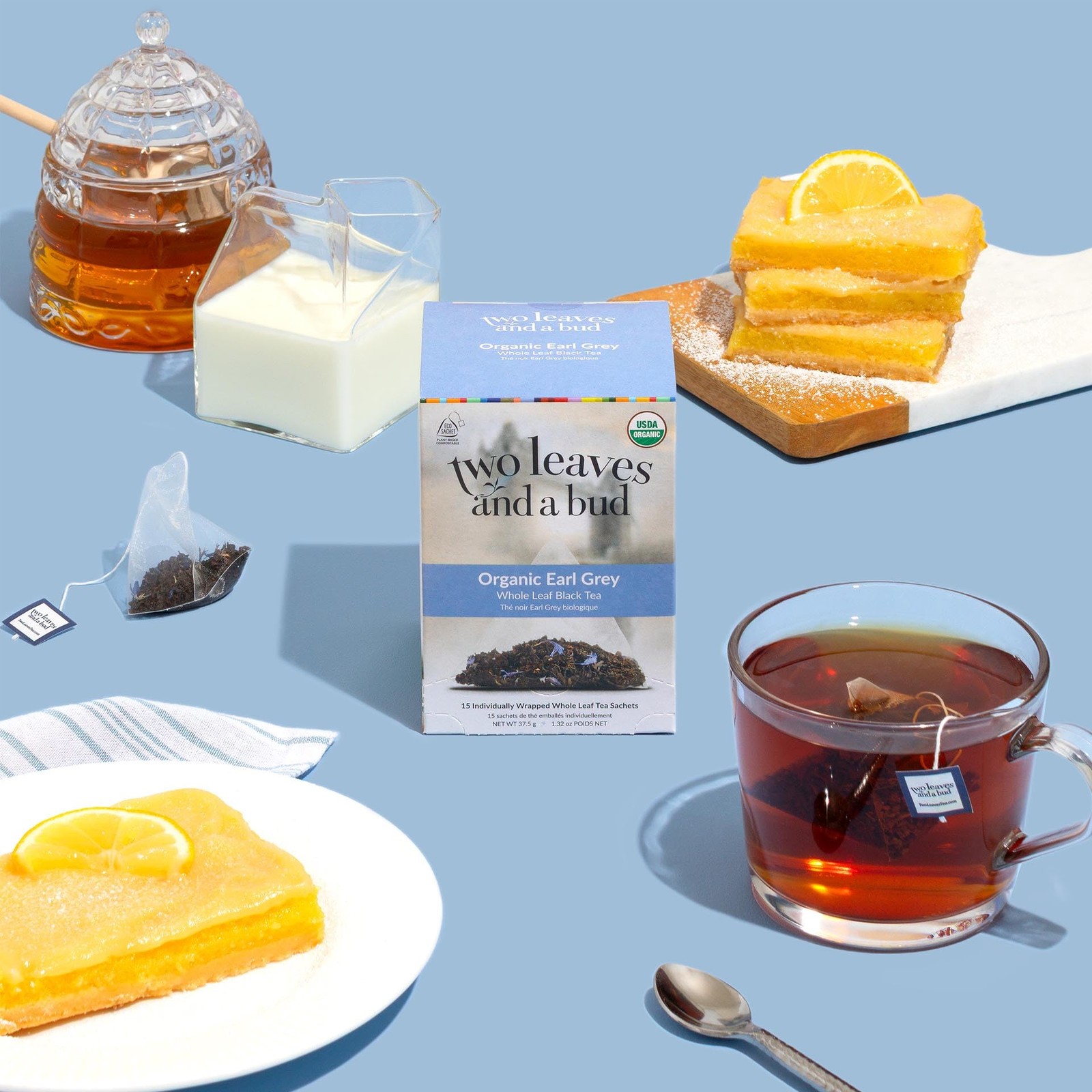 Two Leaves and a Bud Organic Earl Grey Tea Bags, Whole Leaf Caffeinated Black…