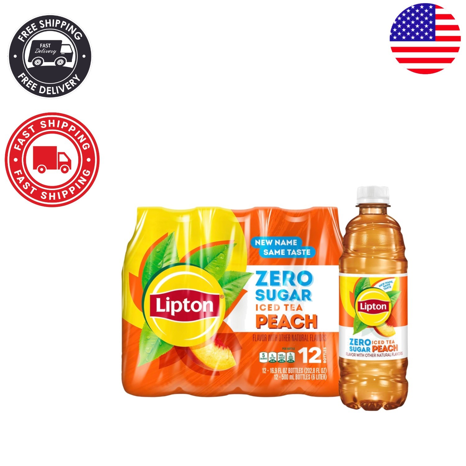 12-Pack Lipton Zero Sugar Peach Iced Tea, 16.9 Fl Oz Bottles – Delightful Taste!