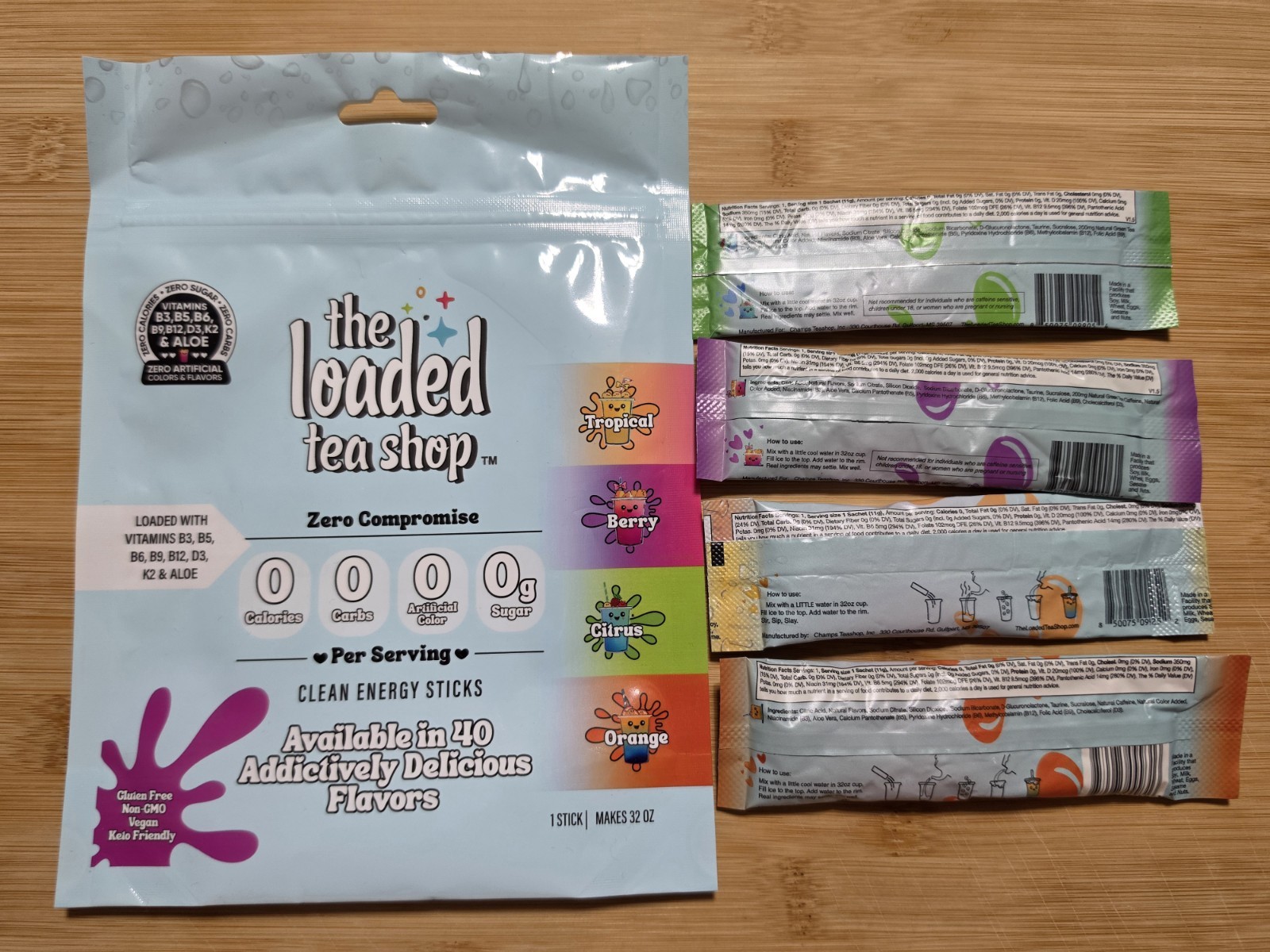 The Loaded Tea Shop Clean Energy Sticks, Zero Sugar Vegan, Gluten Free, 0.39 oz