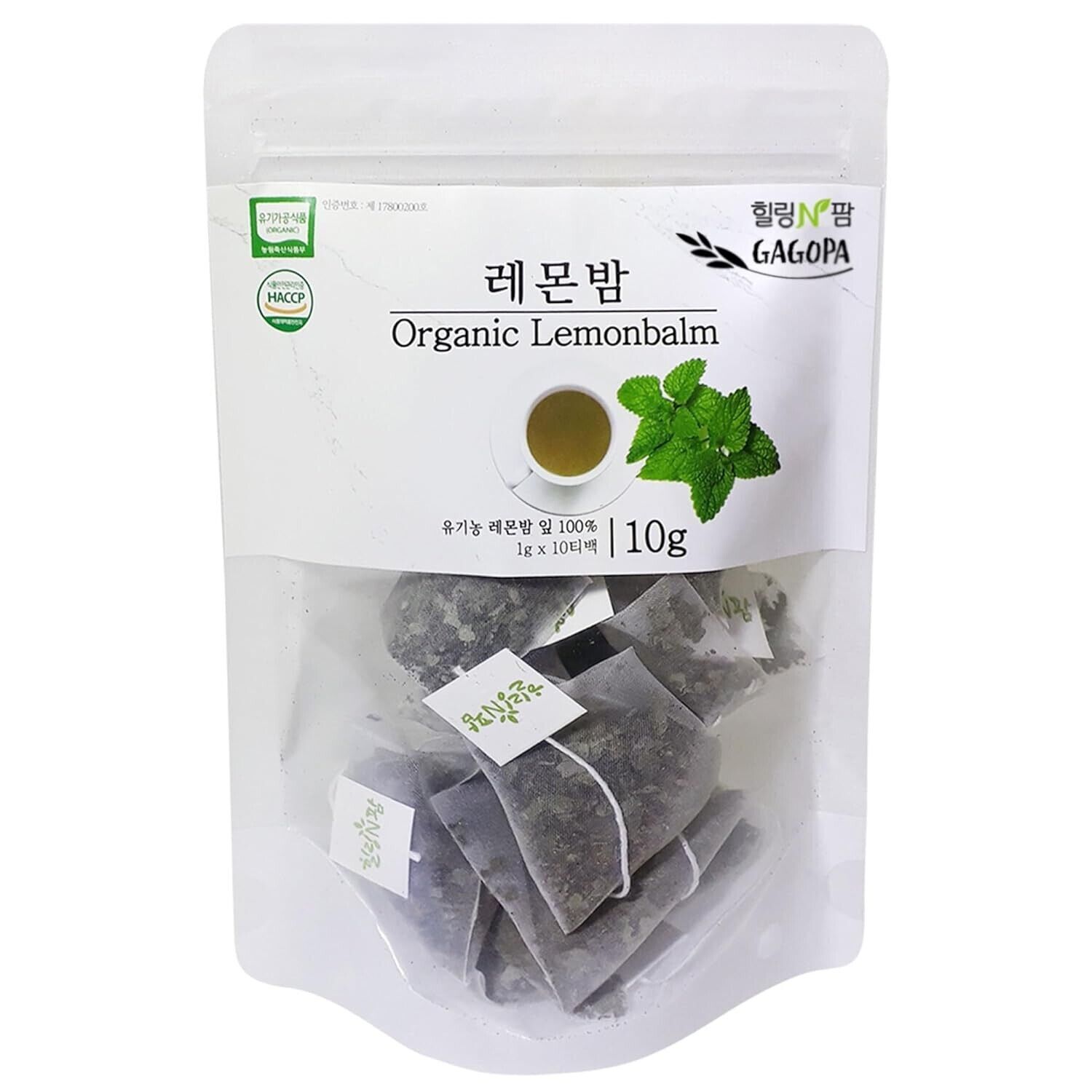 [GAGOPA] 100% Pure Organic Lemon Bam Herbal Tea 1g x 10Teabags (5-Pack, 50ea)