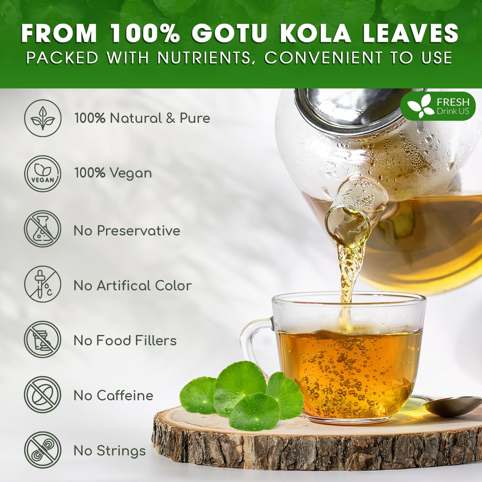 Gotu Kola Leaf Tea Bags – Caffeine-Free Herbal Infusion, 40 Count, Refreshing
