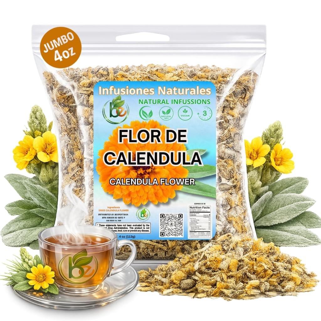 Calendula Herbal Tea – 4 oz (113 g) – Dried Marigold Flower Petals Flores