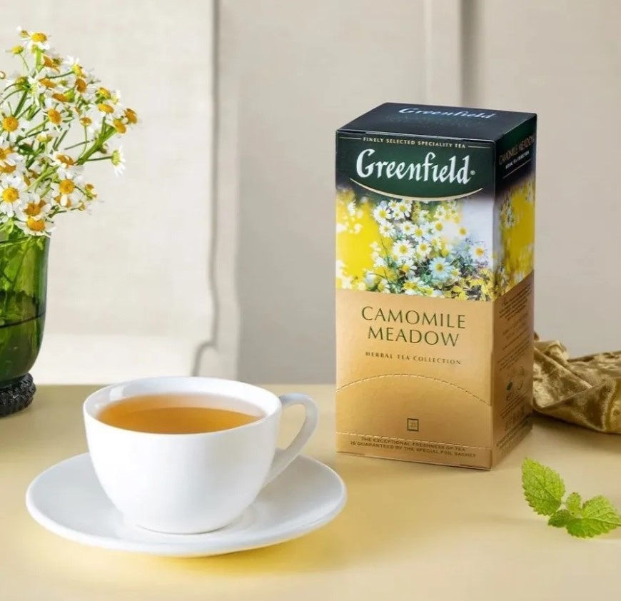GREENFIELD Tea CHAMOMILE MEADOW HERBAL 25 TEA BAGS RF Made in Russia NO GMO*3 pc