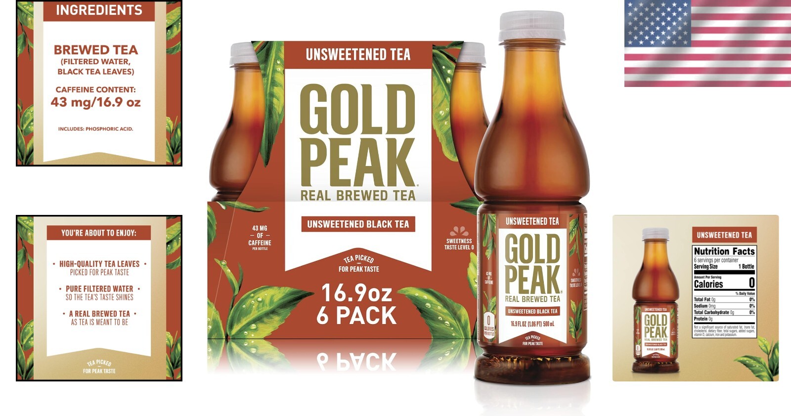 Family-Friendly Unsweetened Tea – 6-Pack of 16.9 fl oz Bottles for Any Occasion