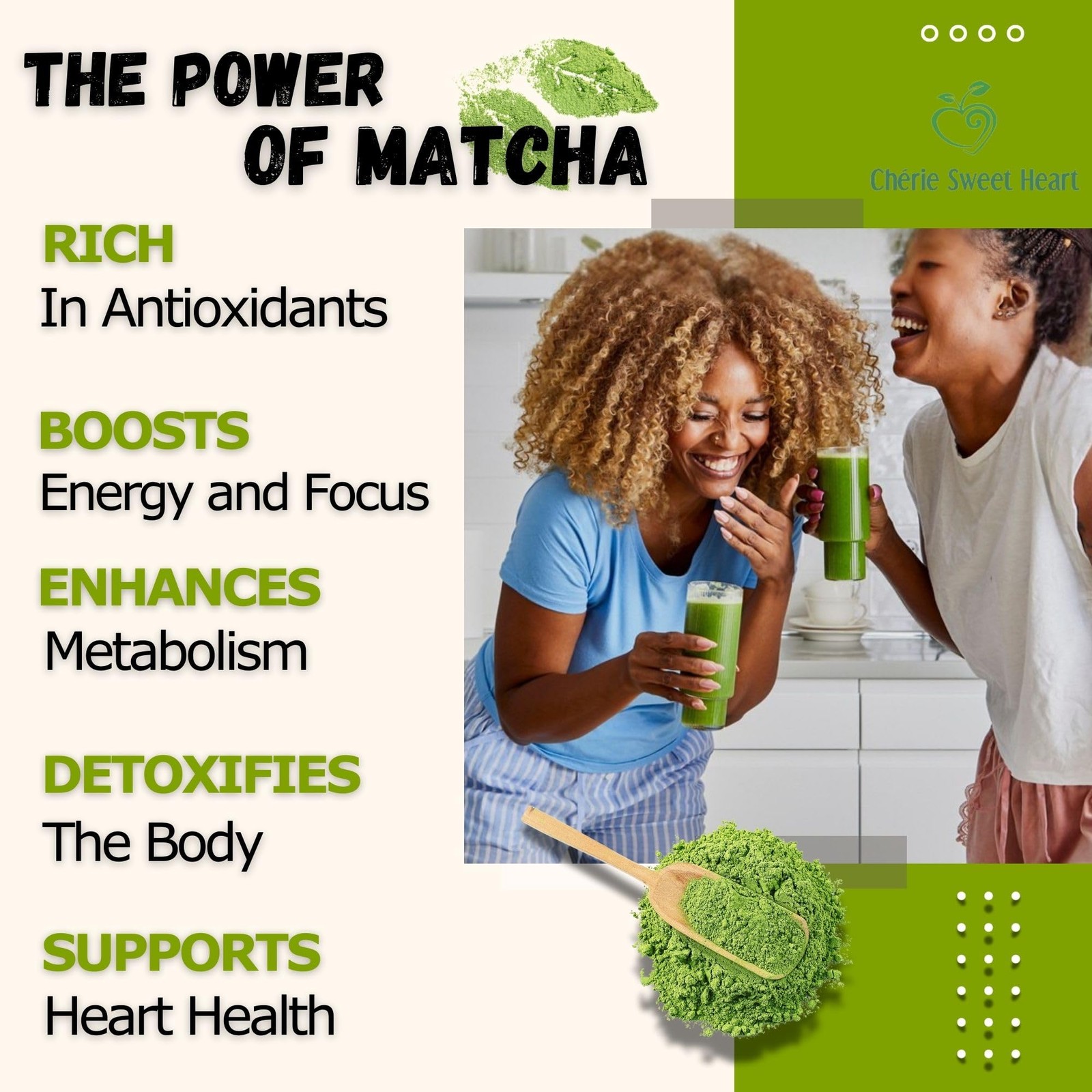 Cherie Sweet Heart Organic Matcha Green Tea Powder – Premium Culinary Grade, …