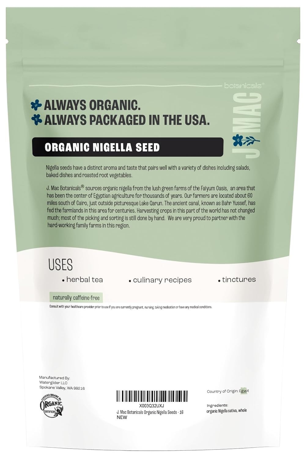 Organic Nigella Seeds 1lb – USDA Certified Black Cumin, Nigella Sativa, Kalonji