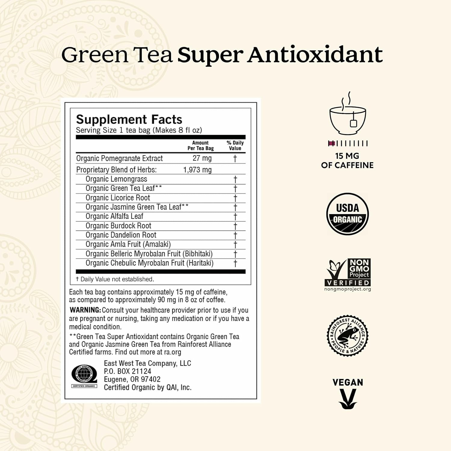 Yogi Organic Green Tea – Antioxidant Blend with Citrus & Floral Notes – 96 Bags