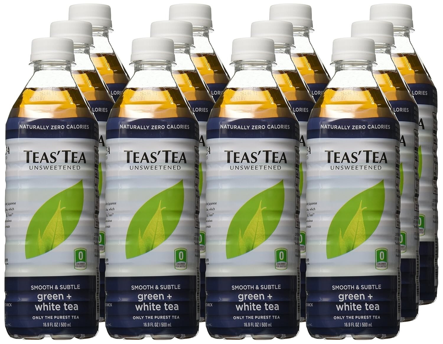 Zero-Calorie Organic Green + White Tea — 12 x 16.9 Fl Oz Pack for Healthy Living