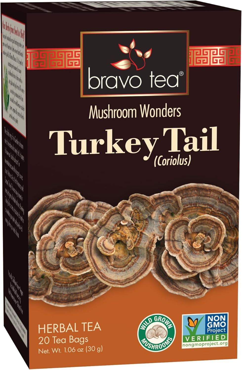 Turkey Tail Mushroom Herbal Tea, Caffeine 20 Tea Bags