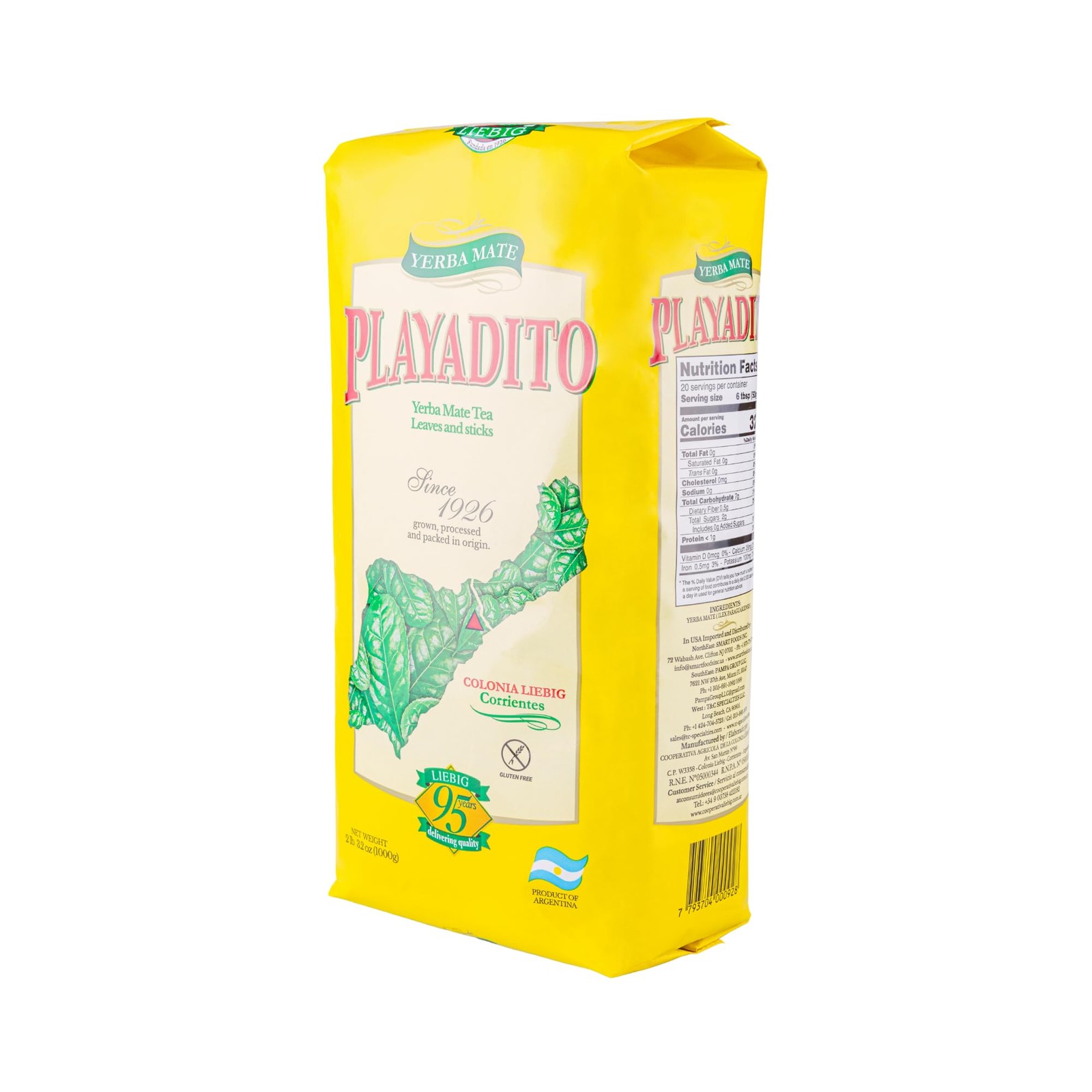 Yerba Mate Playadito 1 kg. | 2.2 lbs. – 2 Pack.