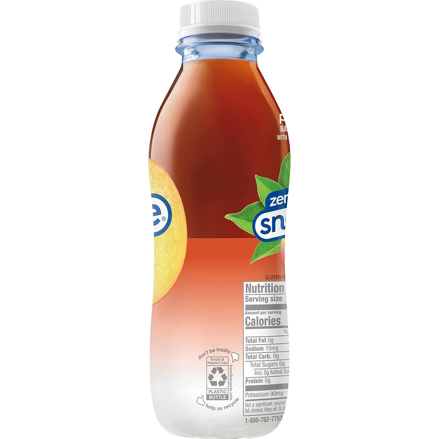 Zero Sugar Peach Tea, 16 Fl Oz Recycled Plastic Bottle (Pack of 12)