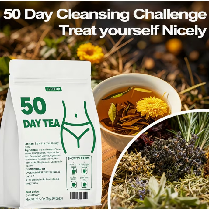 50 Bags of Cleansing Tea, Delicious Big Belly Tea, 3.5 Oz (2G X 50 Bags)