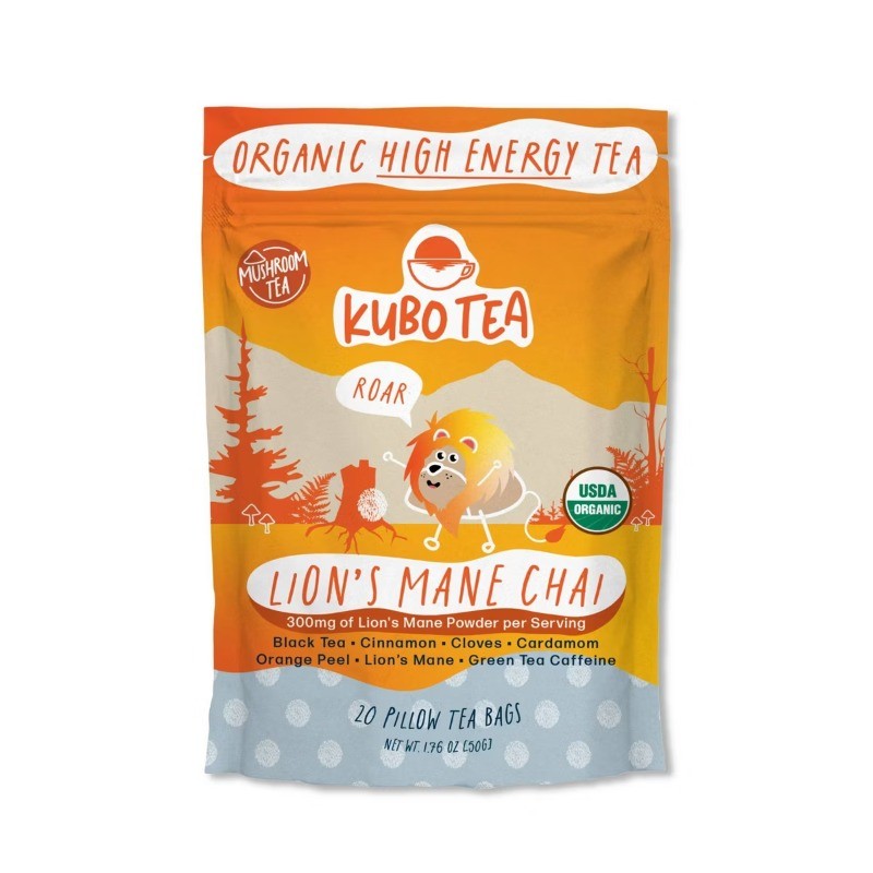 Organic High Caffeine Mushroom Spiced Lion’s Mane Chai Black Tea Bags – 20 ct