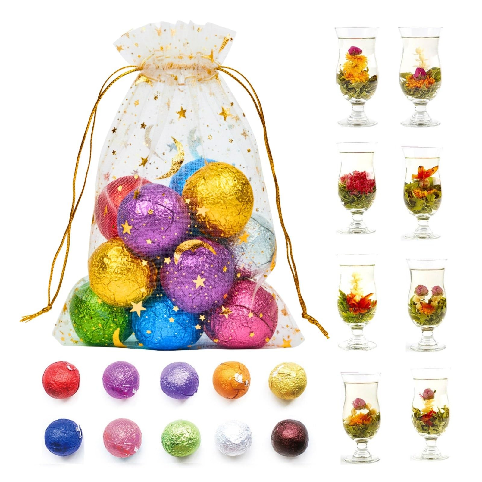 10 Assorted Blooming Flower Tea Balls Gift Set| Handmade Herbal Flowering Tea…