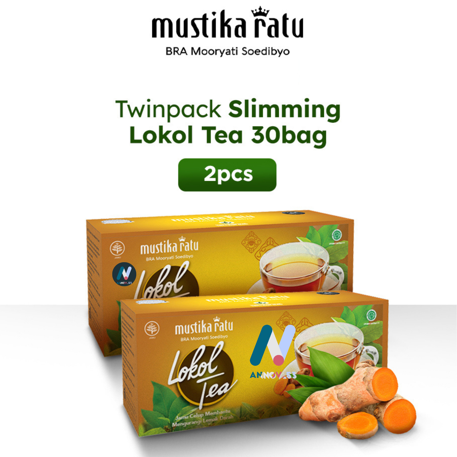 MUSTIKA RATU Lokol Tea Herbal Turmeric Curcumin Lower Cholesterol Healthy 2Pax