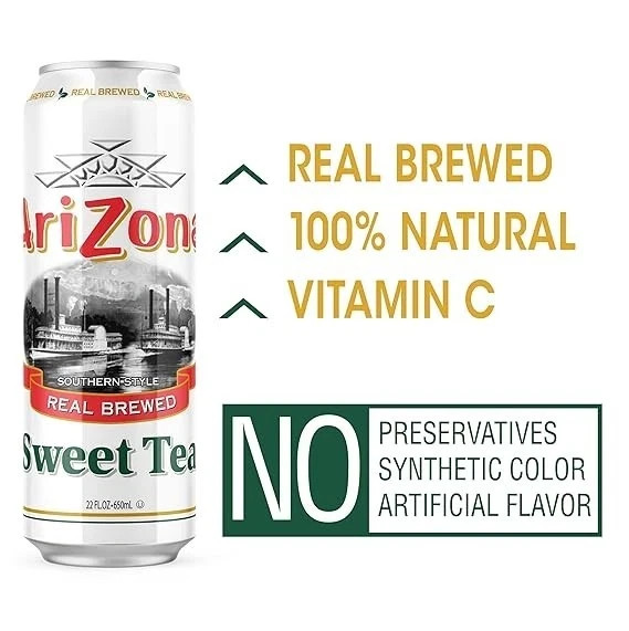 Arizona Sweet Tea 22 fl oz Cans 24 Pack Iced Tea Drink