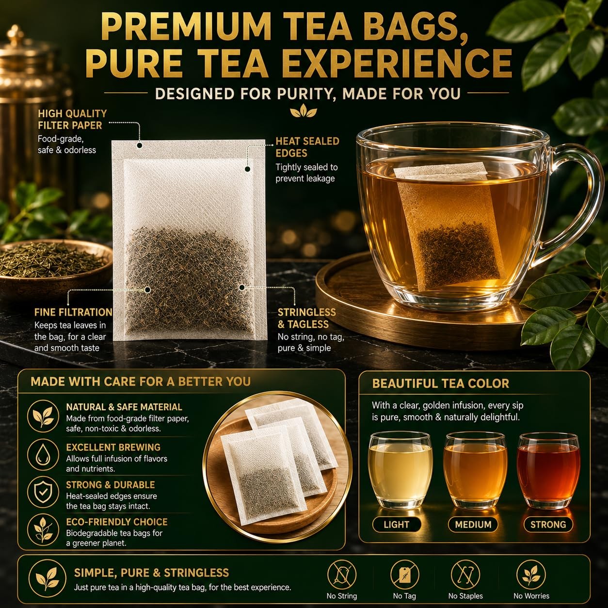 Moringa Tea Herbal Bags, 60 Count,100% Pure & Natural Moringa Leaves, Cultiva…