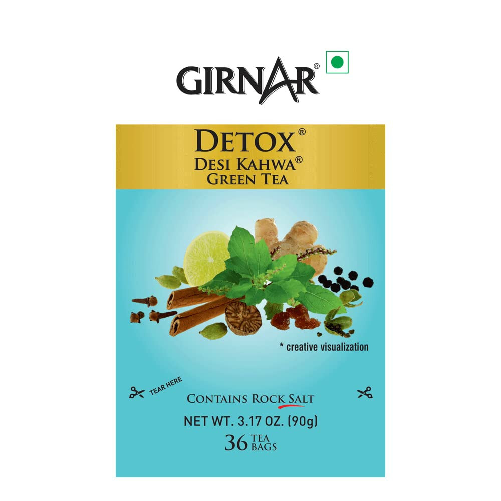 Girnar Food & Beverages Detox Green Tea – Desi Kahwa (36 Tea Bags) 90gm