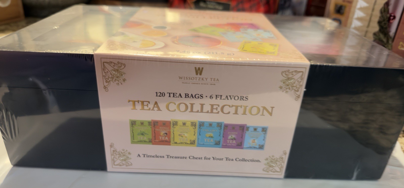 Wissotzky Tea Wooden Box 120 TEA BAGS • 6 FLAVORS TEA COLLECTION 7.46 oz