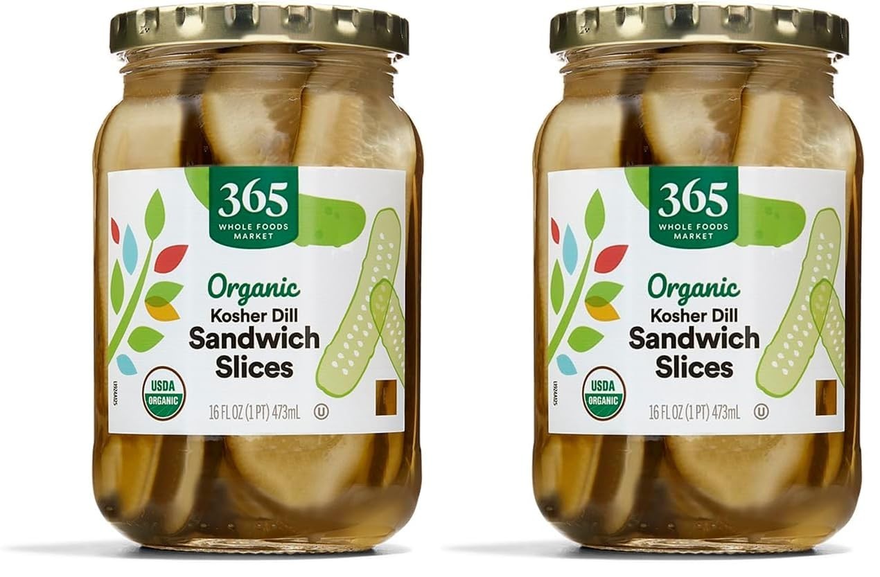 Organic Kosher Dill Pickle Slices in 16 Fl Oz Jars – Pack of 2, Delight