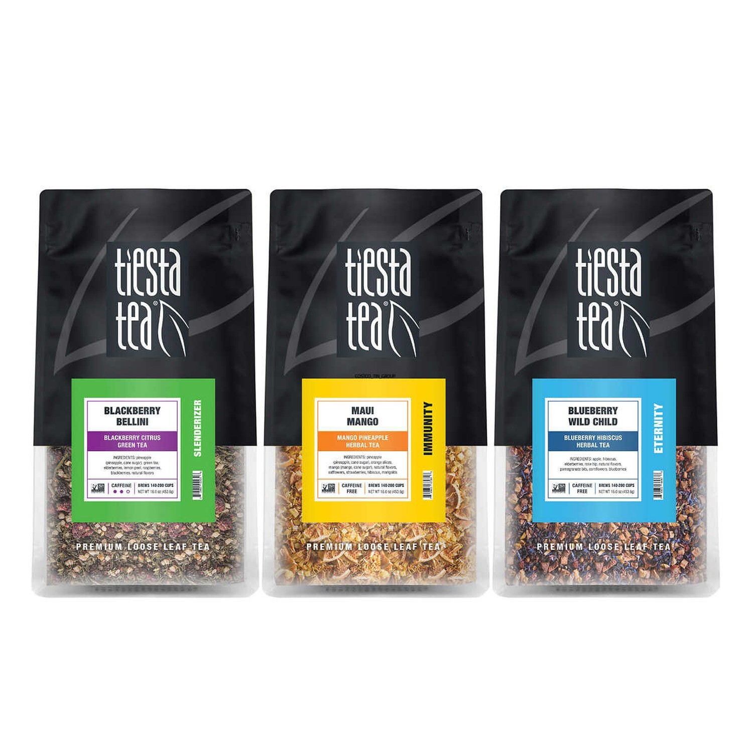LOOSE LEAF TEA TIESTA HERBAL MAUI MANGO BLACKBERRY BLUEBERRY FLAVORS 3 PK~ 3LBS!