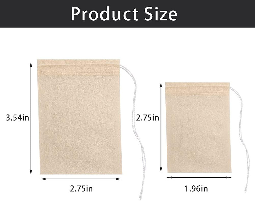 200 Pcs Loose Leaf Tea Bags, Disposable Tea Filter Bags with Drawstring Unbleach
