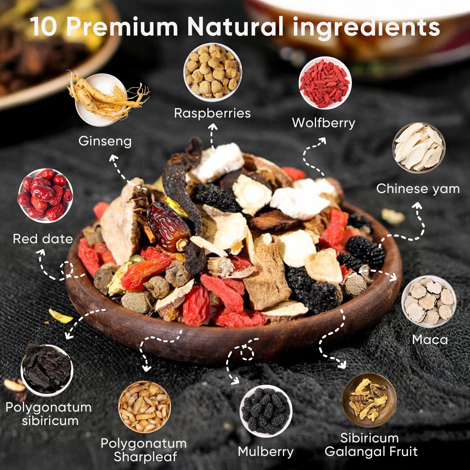 Kidney Tea Formula Ginseng Six Treasure Tea, 10 Precious Ingredients Formula, 26